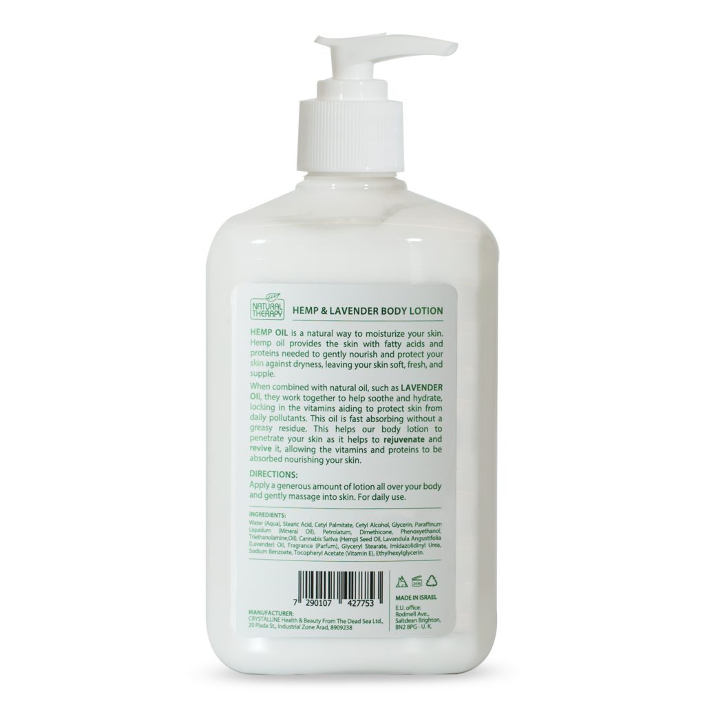 Hemp & Lavender Body Lotion Natural Therapy Cosmetics
